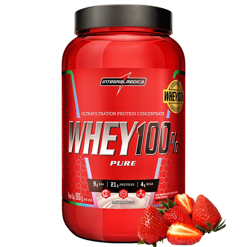 Suplemento Whey Protein 100% Puro - 900g - IntegralMédica | Recuperação Muscular Rápida e Ganho de Massa