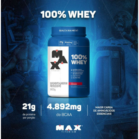 Whey Protein 100% Concentrado - 900g - Max Titanium | Recuperação Muscular Rápida e Ganho de Massa
