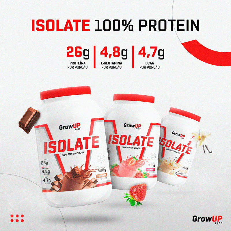 Whey Protein 100% Isolate - GrowUp Labs |Alta Pureza para Ganho de Massa e Recuperação Muscular