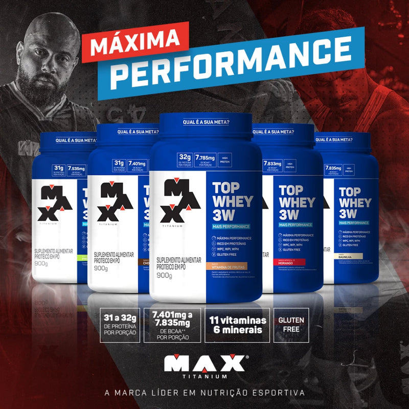 Whey Protein Top Whey 3W - 900g - Max Titanium | Desempenho Superior e Recuperação Muscular