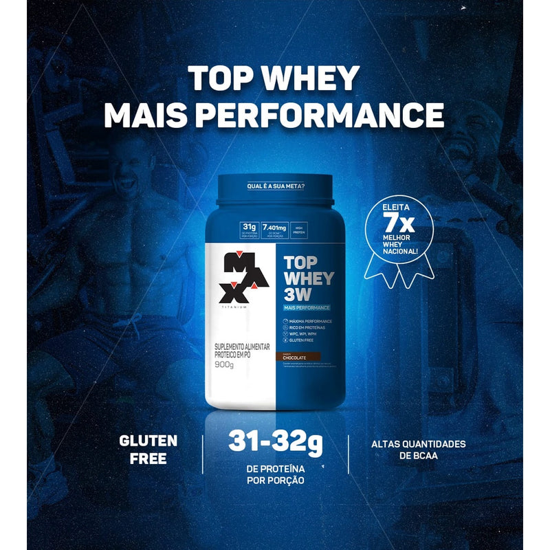 Whey Protein Top Whey 3W - 900g - Max Titanium | Desempenho Superior e Recuperação Muscular